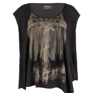 All Saints Gray Lace Graphic Tee